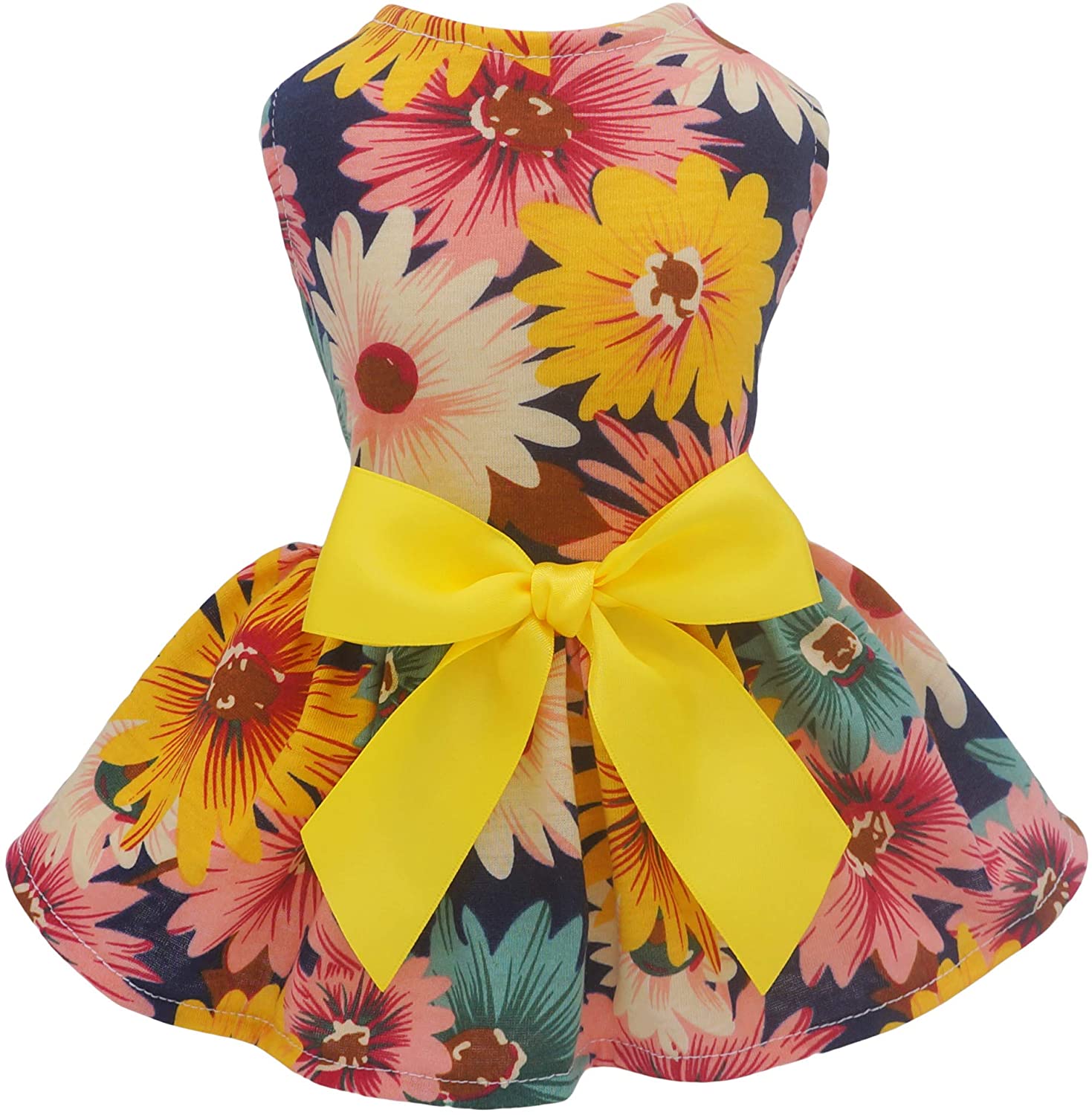 Fitwarm Pet Elegant Floral Ribbon Dog Dress