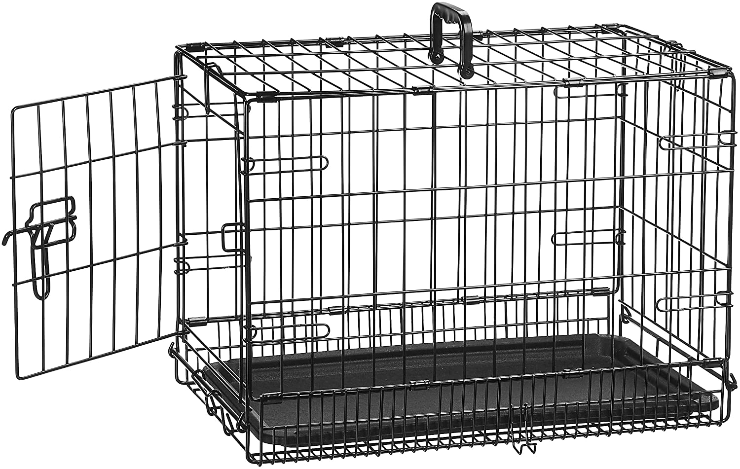 AmazonBasics Single-Door & Double-Door Folding Metal Dog or Pet Crate Kennel with Tray 