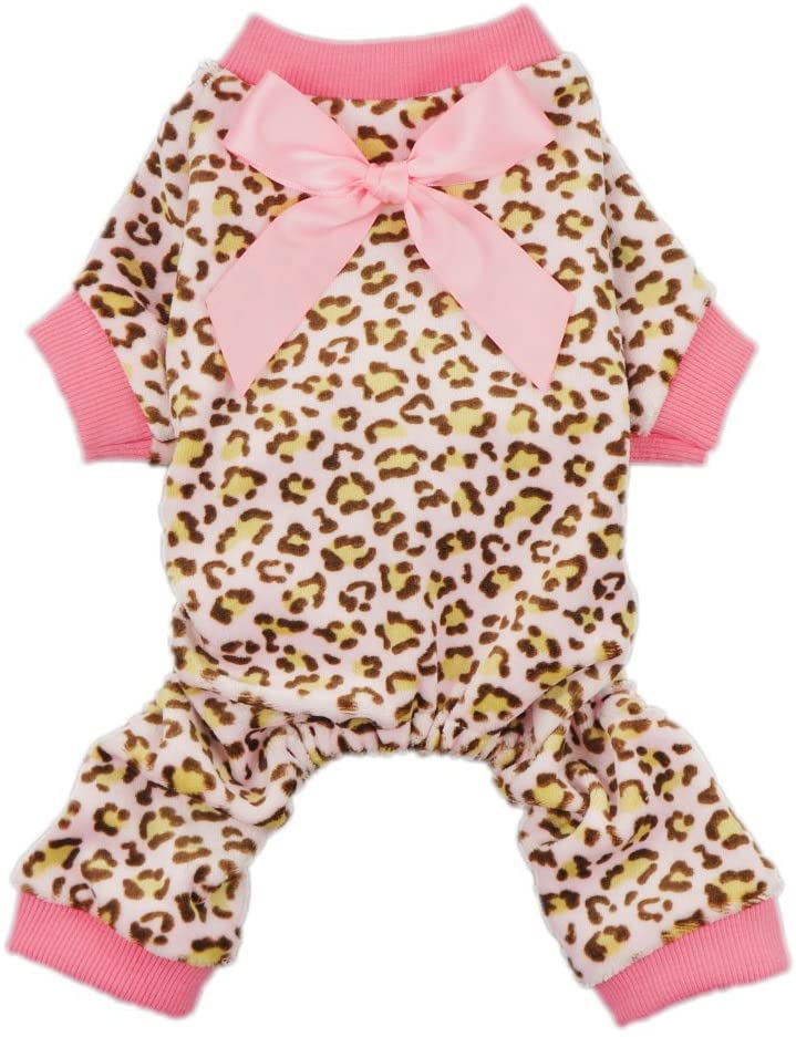Fitwarm Leopard Print Velvet Pet Dog Jumpsuit