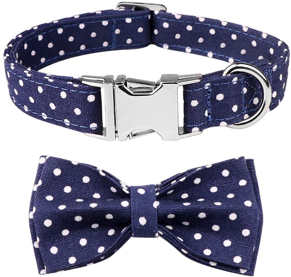 Mtliepte Plaid Dog Cat Collar Bowtie