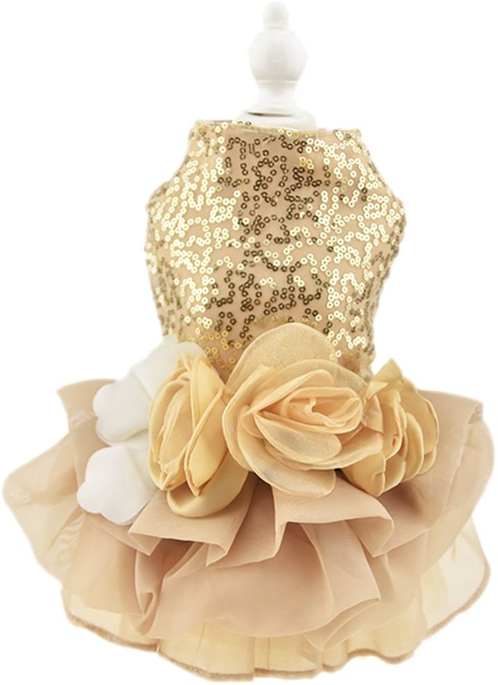 Bling Dog Dress Tutu Skirt Flower Dog