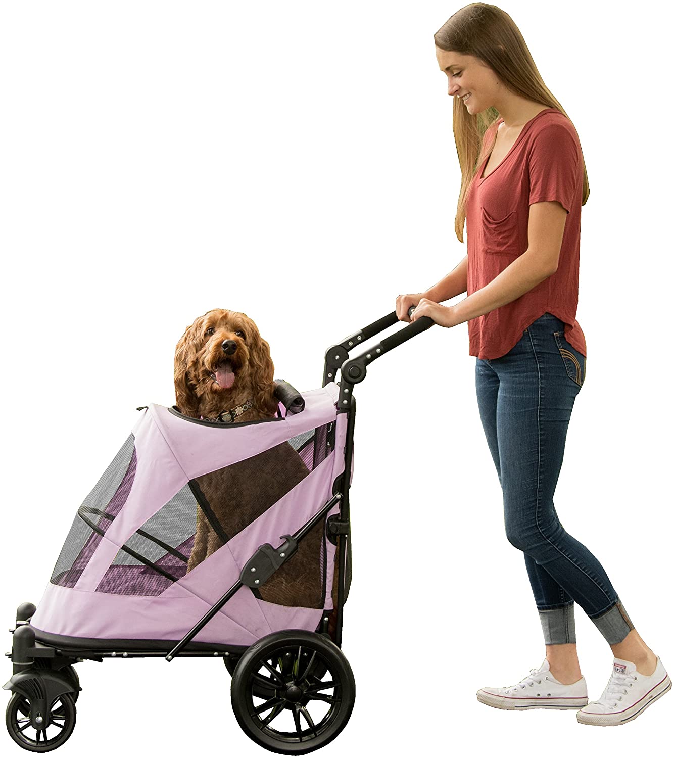 Pet Gear NO-Zip Stroller, Push Button Zipperless Dual Entry, for Single or Multiple Dogs/Cats