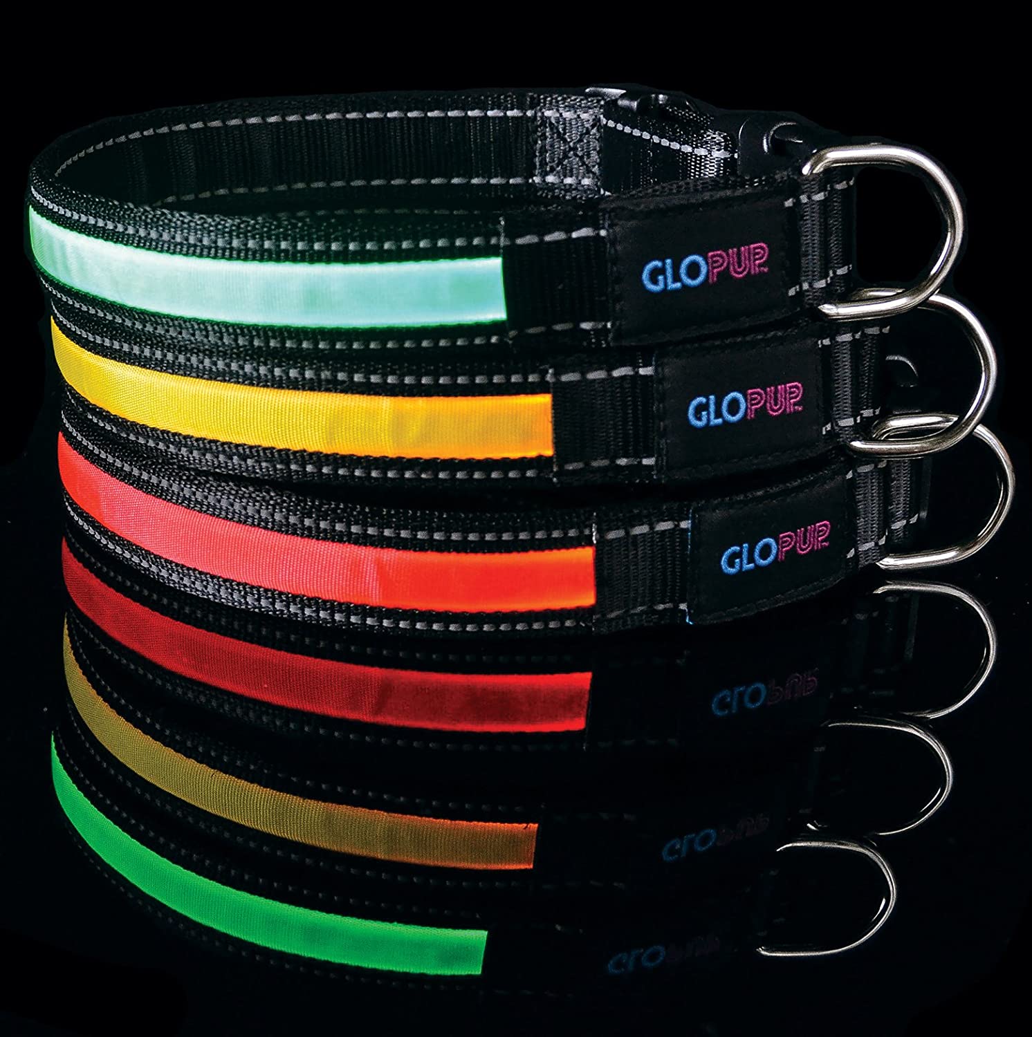 Glopup LED Dog Collar - Green - Extra-Large - Glow In The Dark