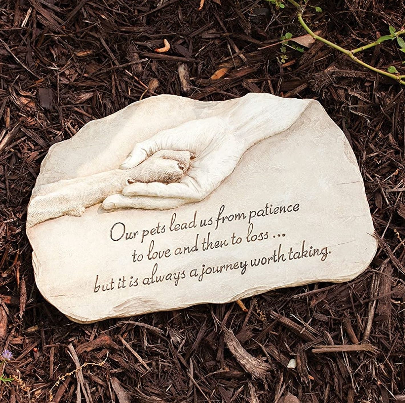 Evergreen Garden Pet Paw Print Devotion Painted Polystone