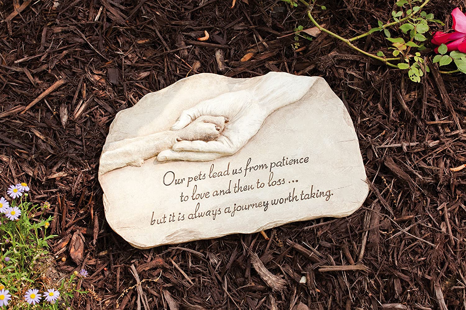 Evergreen Garden Pet Paw Print Devotion Painted Polystone