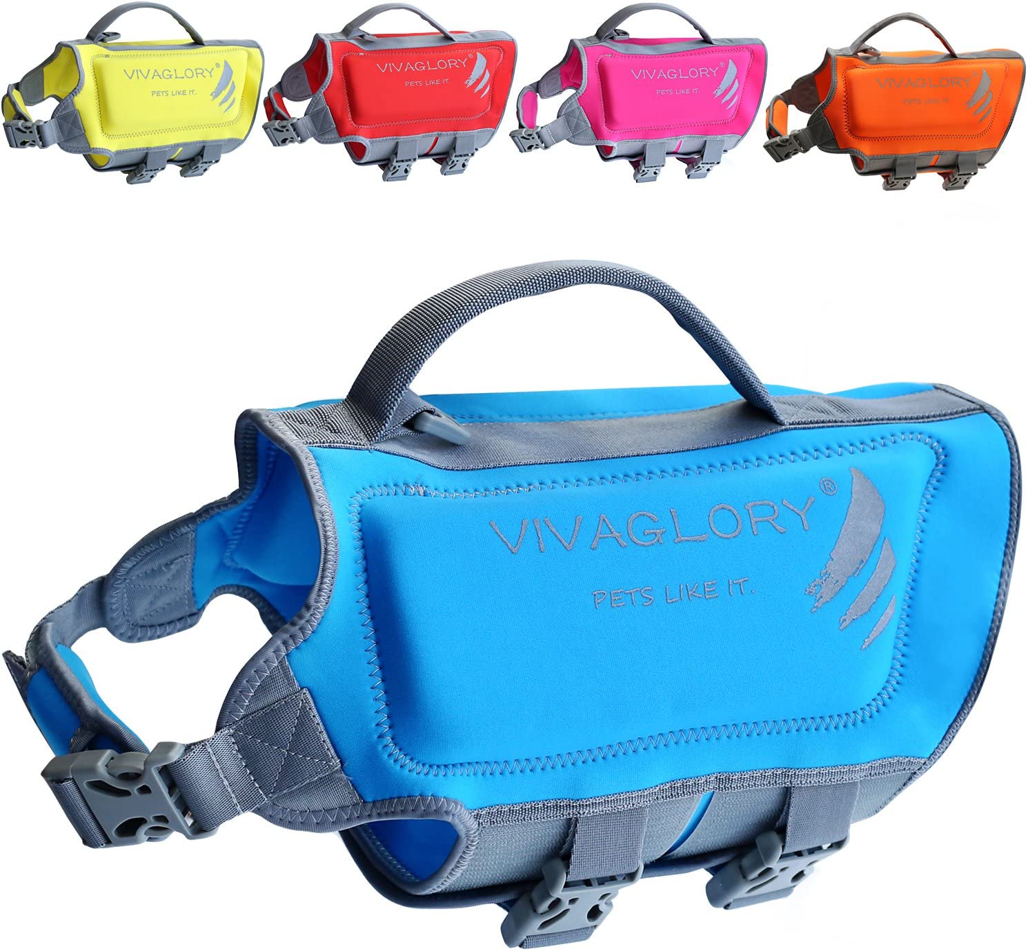 VIVAGLORY Dog Life Jackets Neoprene Dog Life Vest