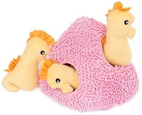 ZippyPaws - Sea Buddies Burrow, Interactive Squeaky Hide and Seek Plush Dog Toy