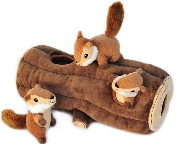 ZippyPaws - Woodland Friends Burrow, Interactive Squeaky Hide and Seek Plush Dog Toy